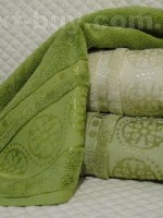 Комплект полотенец сауна Cestepe 3 Orient micro Delux Green 100% cotton 90х150 Турция — изображение 5