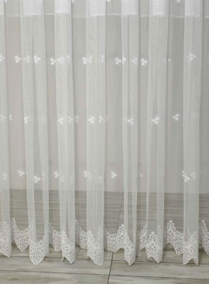 Фатин с вышивкой "Ширли" белый Турция — изображение 2