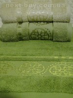 Комплект полотенец сауна Cestepe 3 Orient micro Delux Green 100% cotton 90х150 Турция — изображение 7