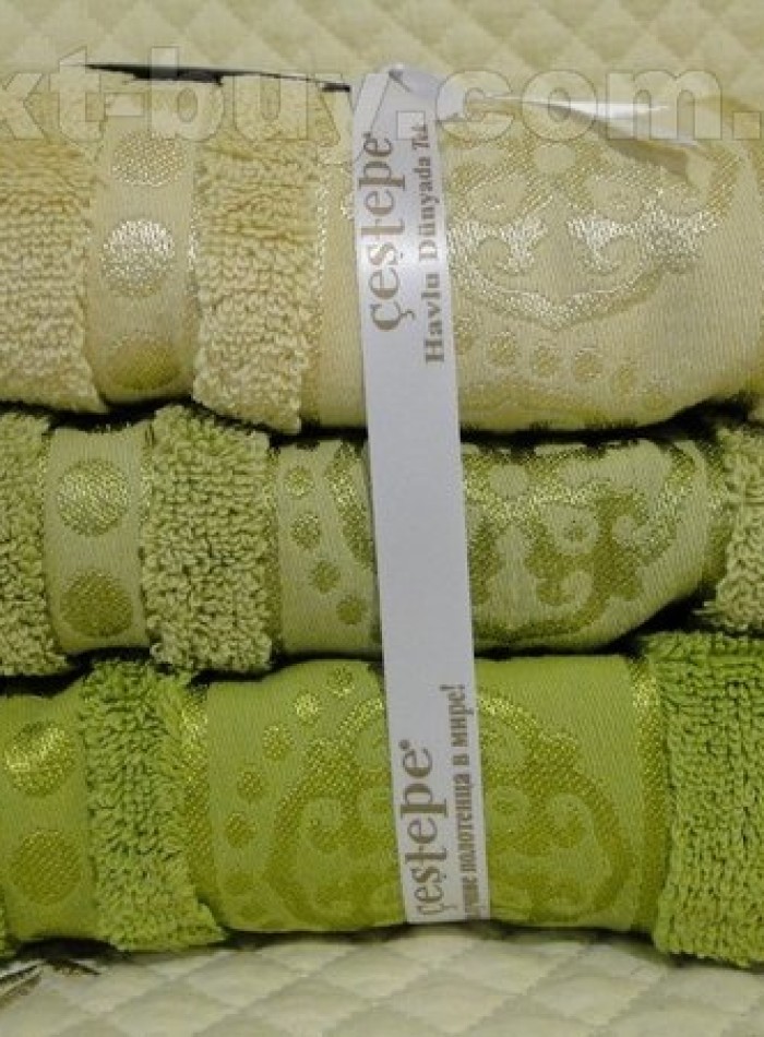 Комплект полотенец сауна Cestepe 3 Orient micro Delux Green 100% cotton 90х150 Турция — изображение 9
