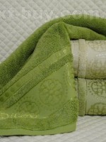 Комплект полотенец сауна Cestepe 3 Orient micro Delux Green 100% cotton 90х150 Турция — изображение 4