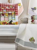 Nilteks Kitchen towel Fruit набір кухонних вафельних нолотенец з вишивкою 6шт 50х70