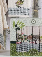 Nilteks Kitchen towel Olive набір кухонних вафельних нолотенец з вишивкою 6шт 50х70