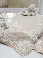 Постельное белье Maison D'or Gupurlu Bej 160x220смх2шт бамбук жаккард с гипюром — изображение 3