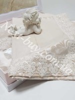 Постельное белье Maison D'or Gupurlu Bej 200x220см бамбук жаккард с гипюром