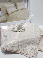 Постельное белье Maison D'or Gupurlu Bej 200x220см бамбук жаккард с гипюром — изображение 4