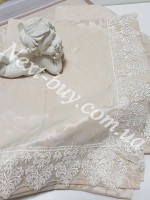 Постельное белье Maison D'or Gupurlu Bej 160x220смх2шт бамбук жаккард с гипюром — изображение 4