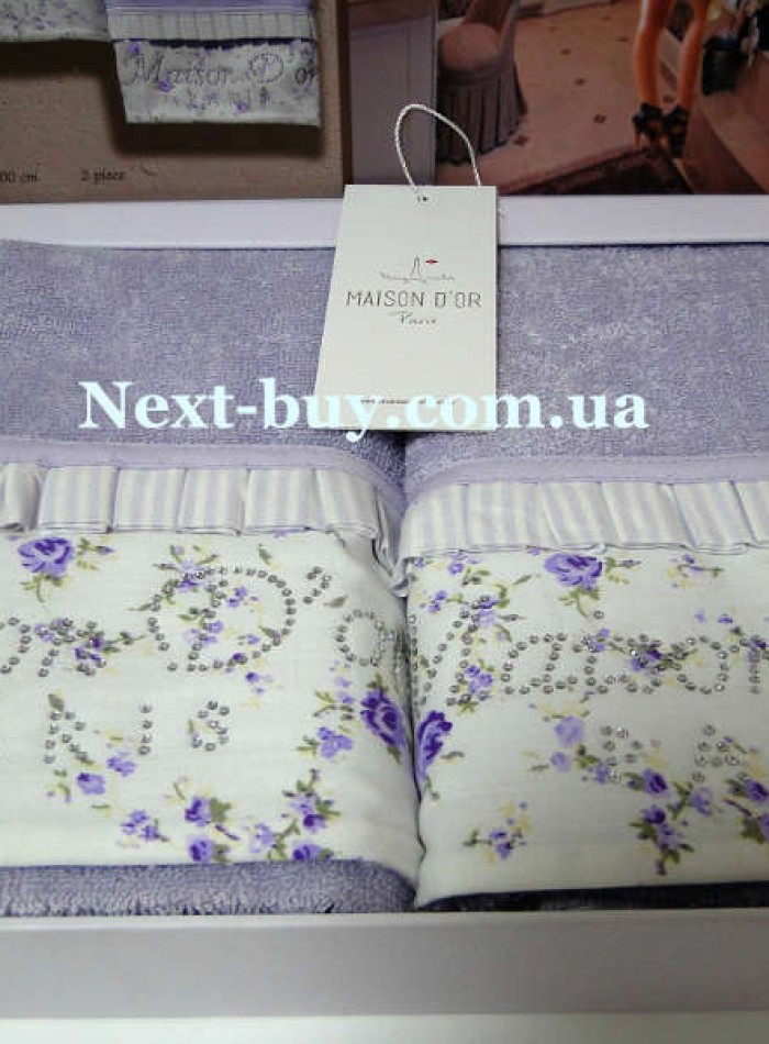 Набір бамбукових рушників Maison D'or Roses 50х100см 2шт бузковий - Зображення 4
