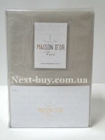 Простирадло сатинове Maison D'or Satin plain sheet beige з наволочками 240х260см - Зображення 2