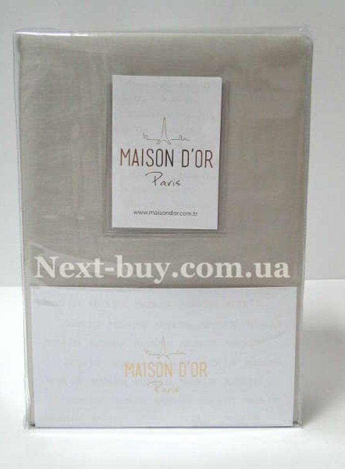 Простирадло сатинове Maison D'or Satin plain sheet beige з наволочками 240х260см - Зображення 2