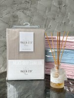 Простирадло сатинове Maison D'or Satin plain sheet beige з наволочками 240х260см