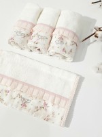 Набір з 4-х бамбукових рушників 30х50см Maison D'or Roses крем-рожевий - Зображення 6