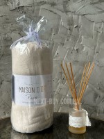 Простирадло махрове на резинці 180х200+28см Maison D'or Terry Fitted sheet beige з наволочками