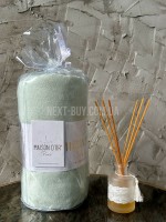 Простынь махровая на резинке 180х200+28см Maison D'or  Terry Fitted sheet green с наволочками — изображение 2