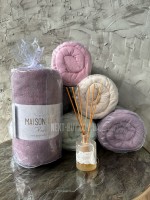Простирадло махрове на резинці 180х200+28см Maison D'or Terry Fitted sheet murdum з наволочками - Зображення 3