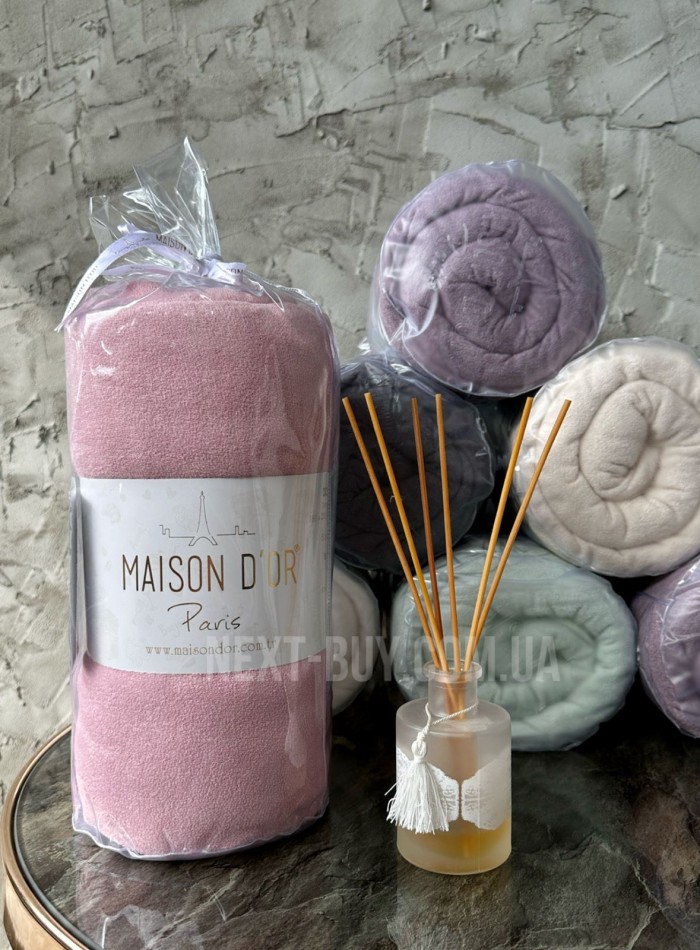 Простирадло махрове на резинці 180х200+28см Maison D'or Terry Fitted sheet rose з наволочками - Зображення 4