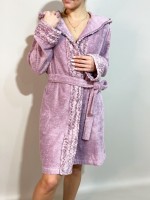 Жіночий халат бамбуковий Maison D'or Vivienne dark lilac з трояндами