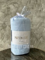 Простирадло махрове на резинці 180х200+28см Maison D'or  Terry Fitted sheet blue з наволочками