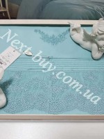 Постільна білизна Maison D'or Helena Turkuaz 200x220см сатин з мереживом - Зображення 2