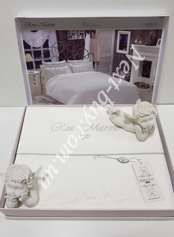 Постільна білизна Maison D'or Rose Marine Beyaz 200x220см сатин із стразами - Зображення 2