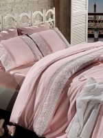 Постільна білизна Maison D'or Gloria Rose 200x220см сатин з мереживом
