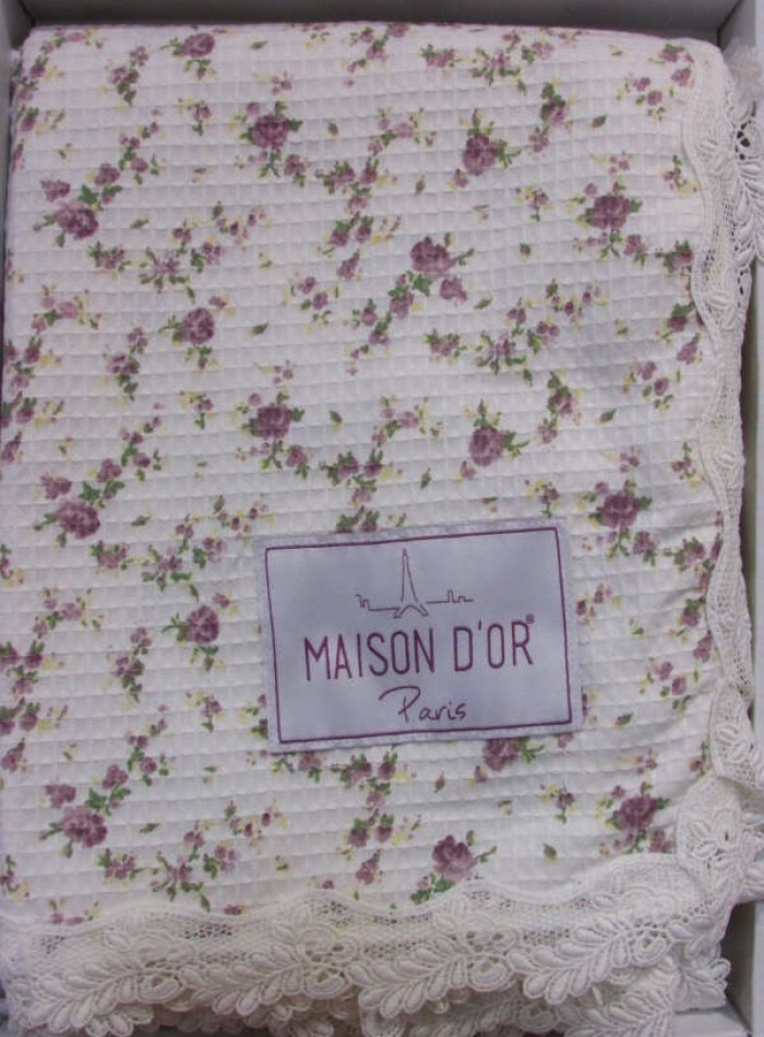 Maison D'or Roses покрывало вафельное с кружевом 220x240см — изображение 2