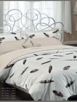 Постільна білизна Maison D'or Plumes Bej 160x200см сатин з вишивкою - Зображення 3