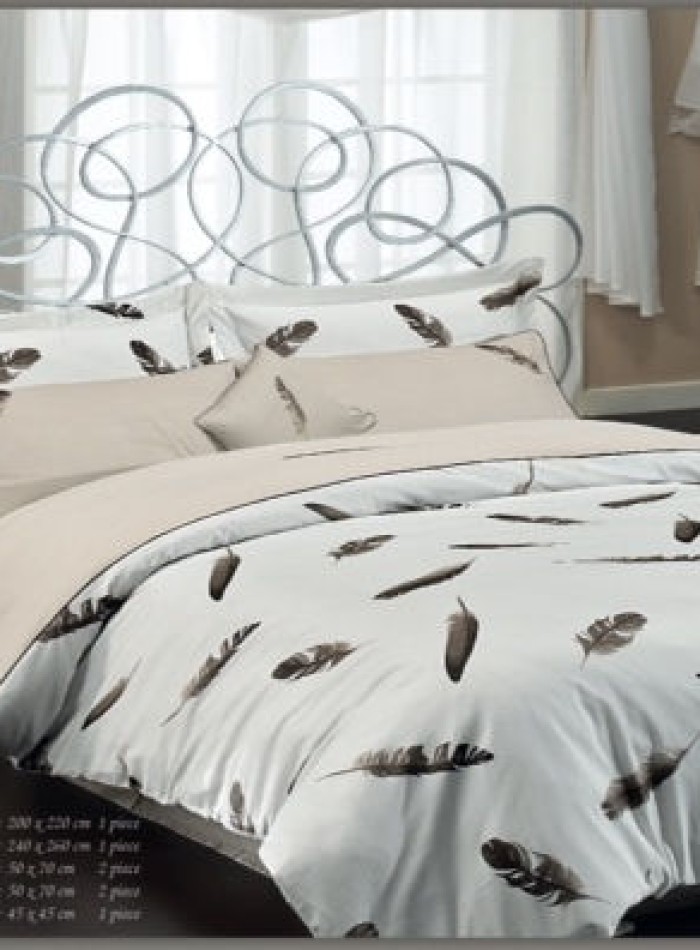 Постільна білизна Maison D'or Plumes Bej 160x200см сатин з вишивкою - Зображення 3