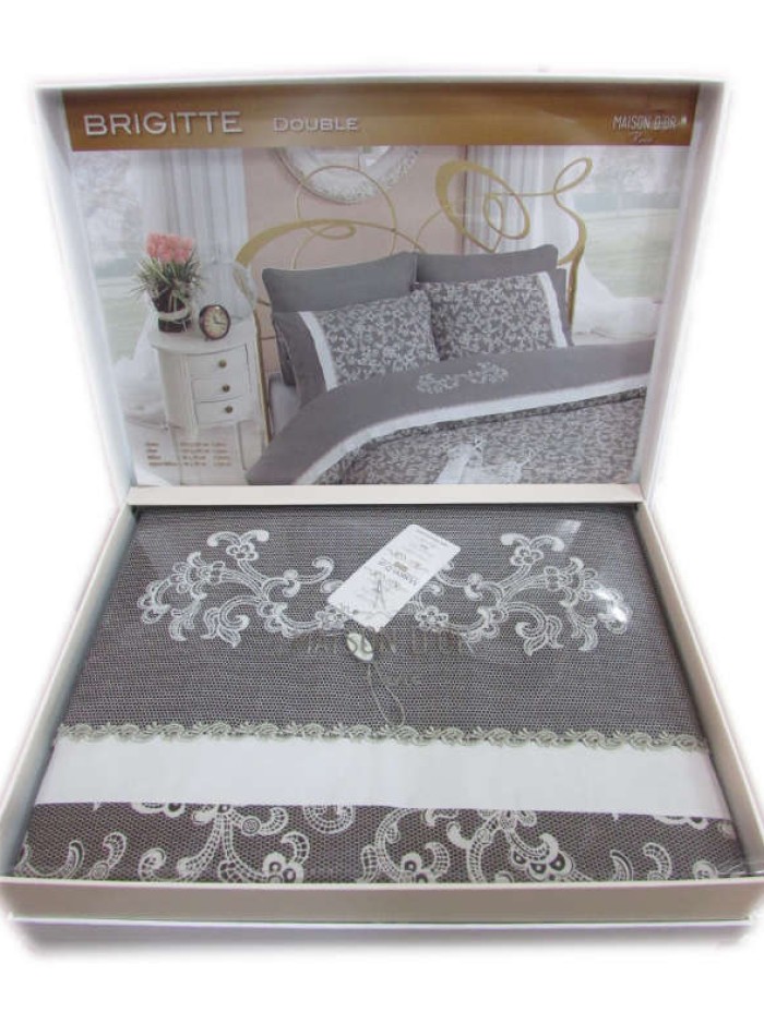 Постільна білизна Maison D'or Brigitte 200x220см сатин з вишивкою - Зображення 2