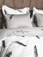 Постільна білизна Maison D'or Plumes Gri 160x220смх2шт сатін з вишивкою