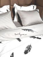 Постільна білизна Maison D'or Plumes Grey 160x200см сатін з вишивкою - Зображення 3