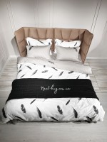 Постільна білизна Maison D'or Plumes Grey 160x200см сатін з вишивкою - Зображення 6