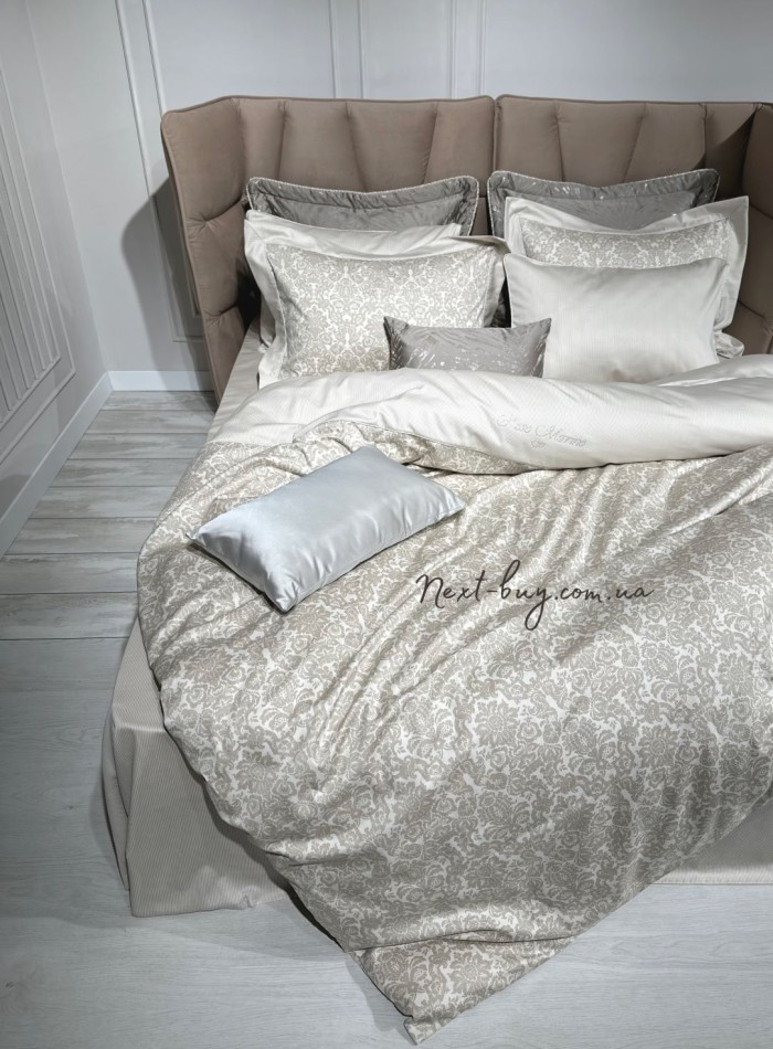 Постільна білизна Maison D'or Rose Marine Bej 160x220см сатин із стразами - Зображення 4