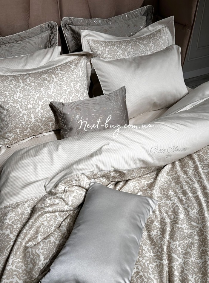Постельное белье Maison D'or Rose Marine Bej 160x220смх2шт сатин со стразами — изображение 3