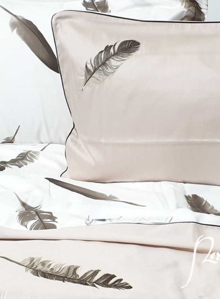 Постільна білизна Maison D'or Plumes Bej 160x200см сатин з вишивкою - Зображення 2