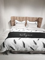 Постільна білизна Maison D'or Plumes Grey 160x200см сатін з вишивкою - Зображення 2