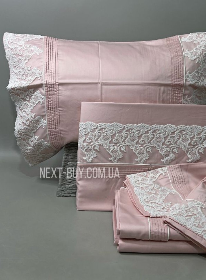 Постільна білизна Maison D'or Gloria Rose 200x220см сатин з мереживом - Зображення 2