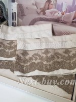 Постільна білизна Maison D'or Helena Bej 200x220см сатин з мереживом - Зображення 2