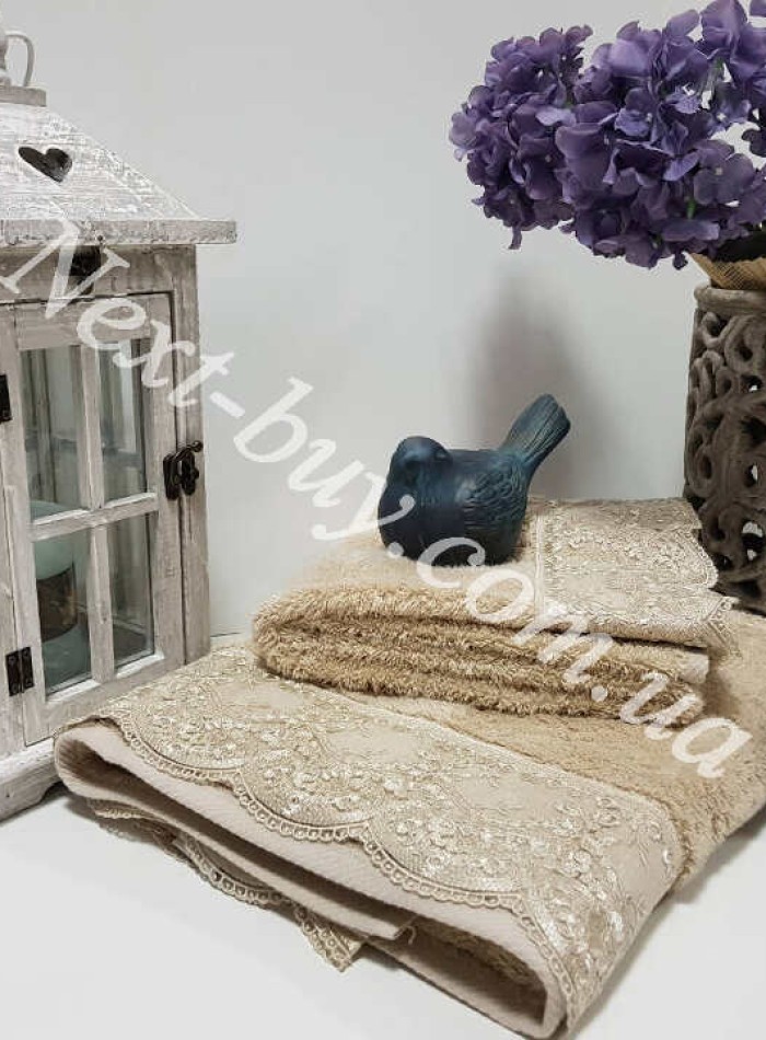 Maison D'or Julia Bambu бамбуковое полотенце с гипюром 85х150см бежевый — изображение 2