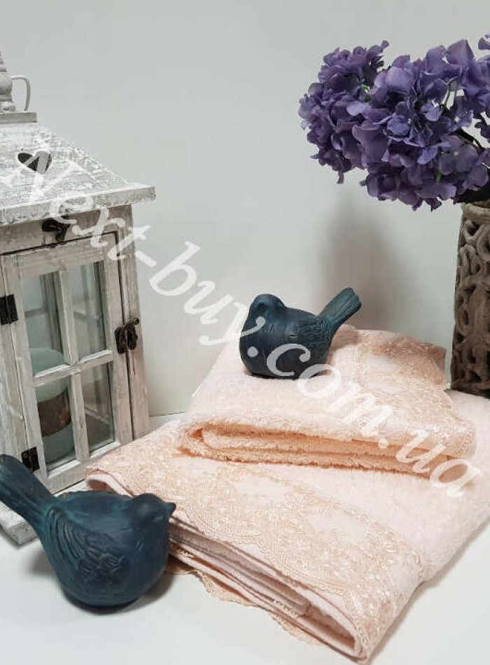 Бамбуковое полотенце с гипюром Maison D'or Julia Bambu 50х100см персиковый — изображение 3