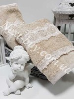 Бамбуковое полотенце с кружевом Maison D'or Vanessa 50х100см бежевый — изображение 3