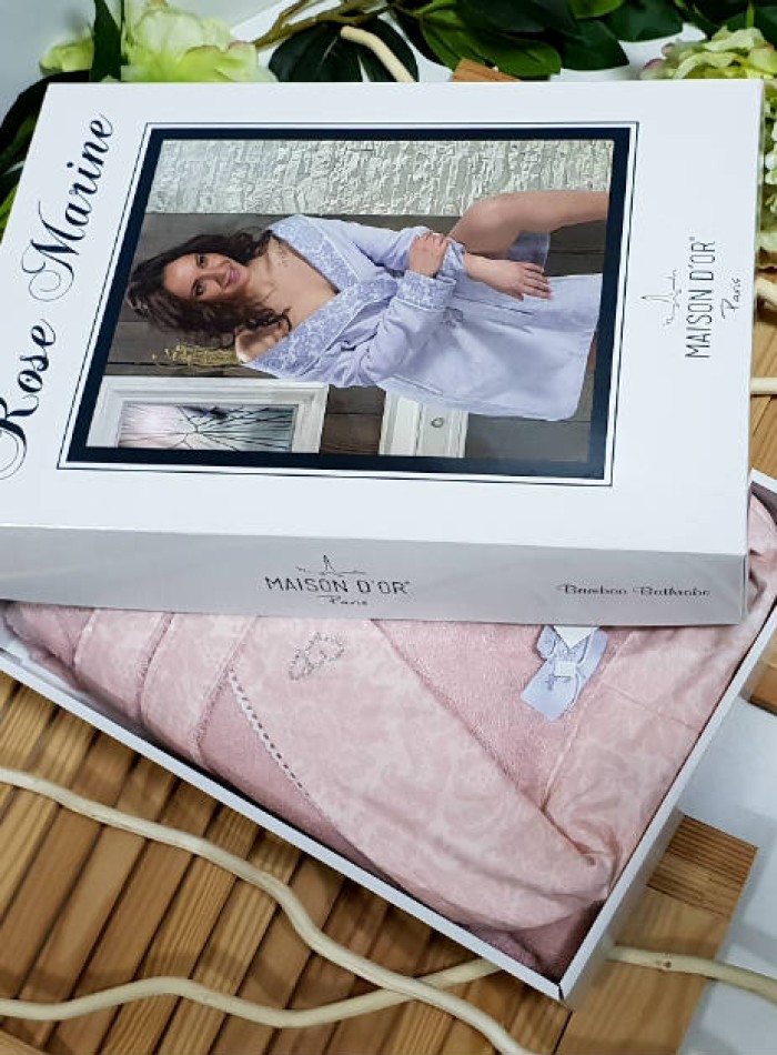 Женский халат бамбуковый Maison D`or Paris Rose Marine грязно-розовый — изображение 3