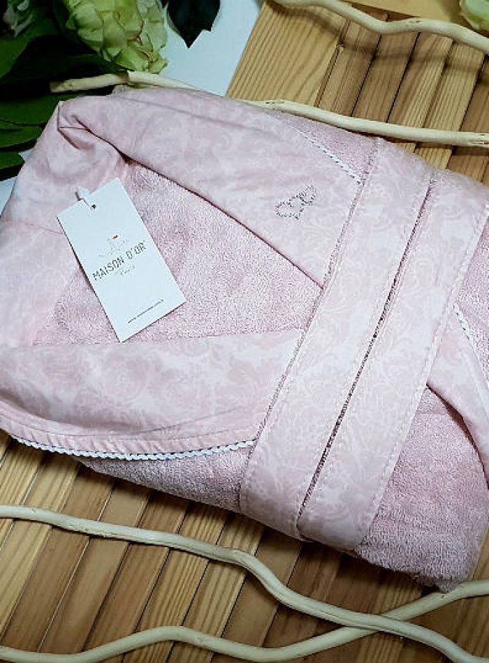 Женский халат бамбуковый Maison D`or Paris Rose Marine грязно-розовый — изображение 4