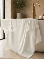 Maison D'or Hawaii хлопковое полотенце для бани, сауны 85х150см ecru — изображение 3