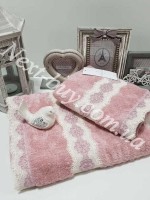 Бамбуковий рушник з мереживом Maison D'or Vanessa 85х150см рожевий - Зображення 3