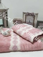 Бамбуковий рушник з мереживом Maison D'or Vanessa 85х150см рожевий