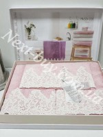 Набір бамбукових рушників Maison D'or Jasmin 3шт рожевих - Зображення 3