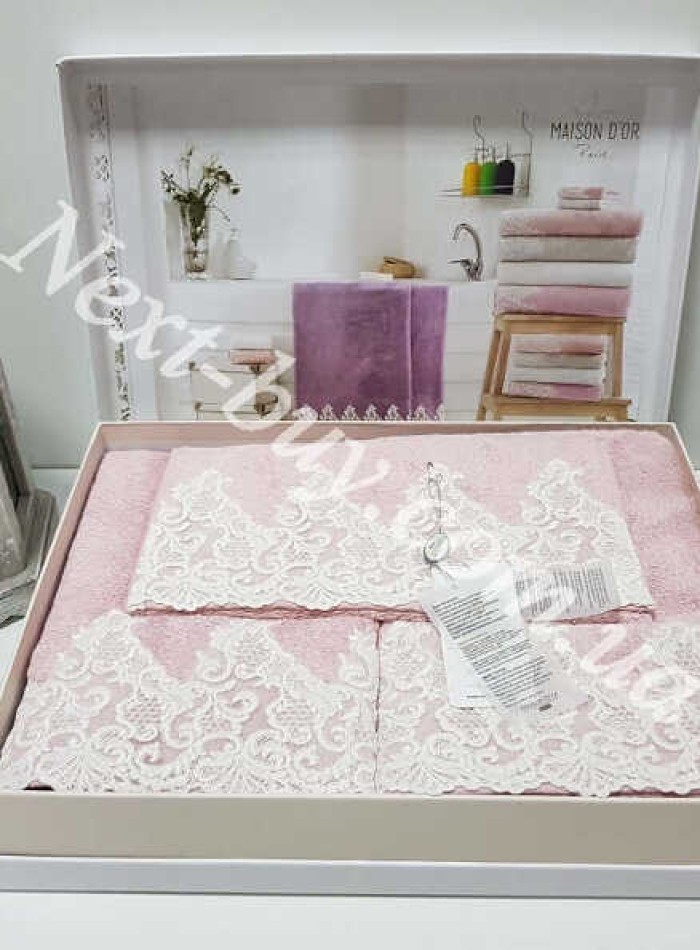 Набір бамбукових рушників Maison D'or Jasmin 3шт рожевих - Зображення 3