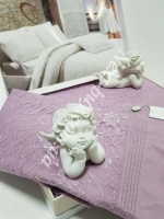 Постільна білизна Maison D'or Queen 200x220см сатин з мереживом фіолетовий - Зображення 4