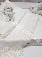 Постільна білизна Maison D'or Gupurlu Bej 160x220смх2шт бамбук жаккард з гіпюром кремовий - Зображення 3